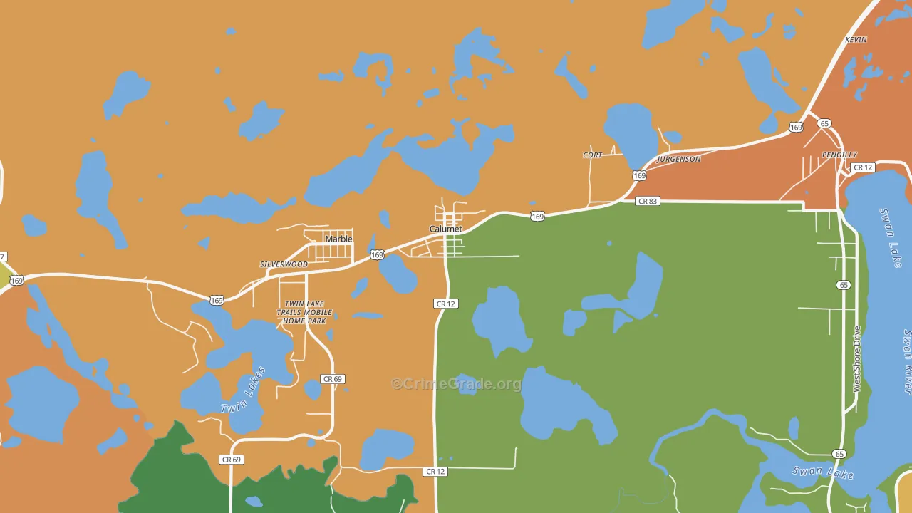 Calumet, MN Map of Murder Rates