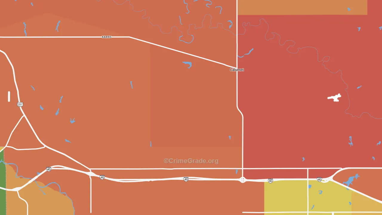 Calumet, OK Map of Murder Rates