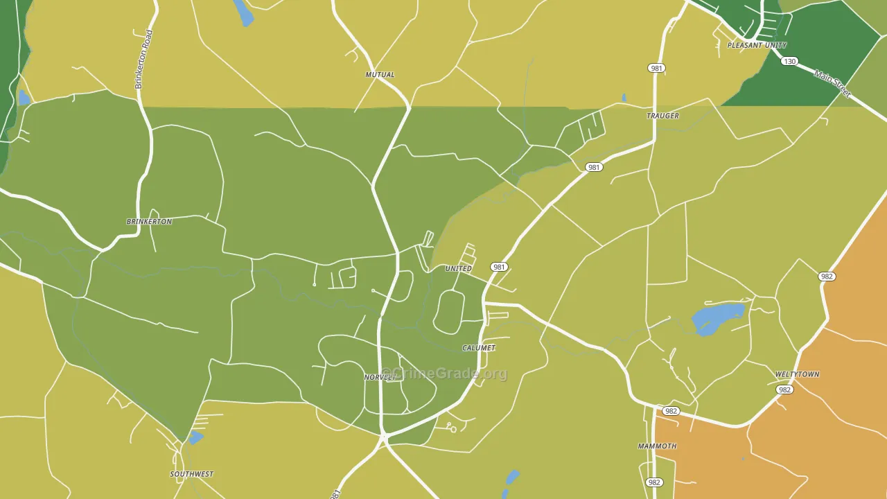 Calumet, PA Map of Murder Rates
