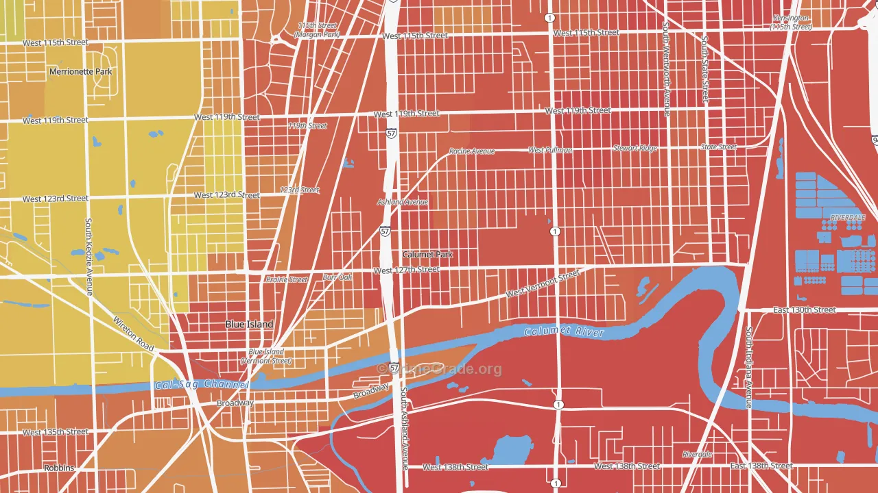 Calumet Park, IL Map of Murder Rates