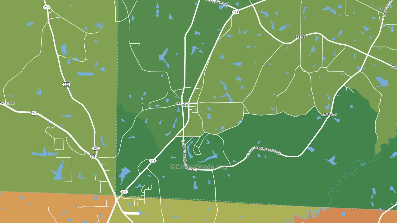 Calvary, GA Map of Murder Rates
