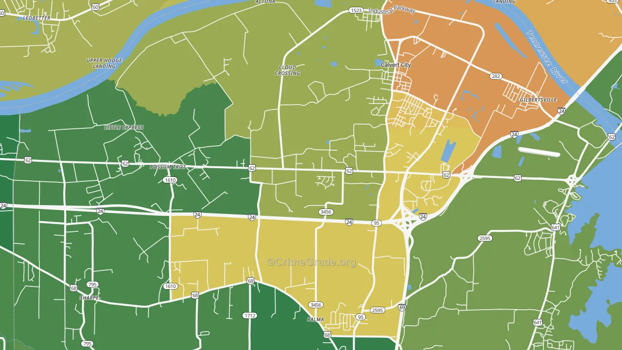 Calvert City, KY Map of Murder Rates