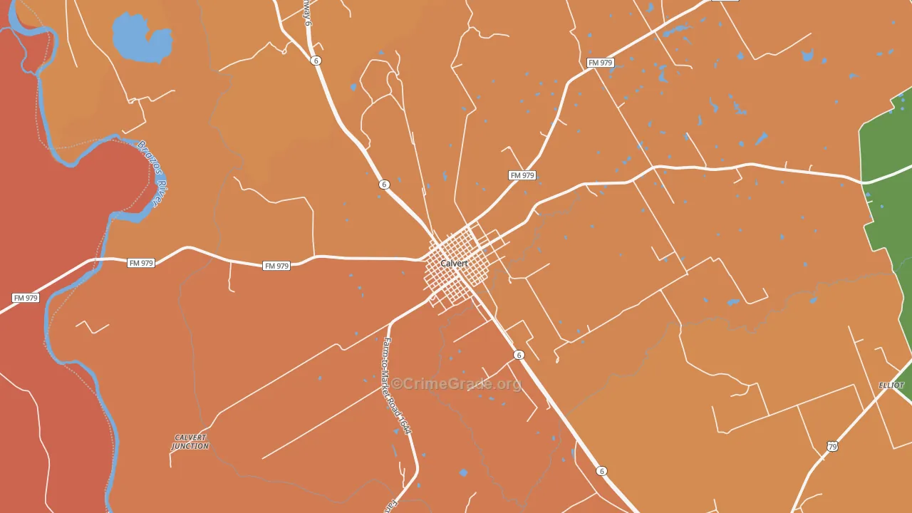 Calvert, TX Map of Murder Rates