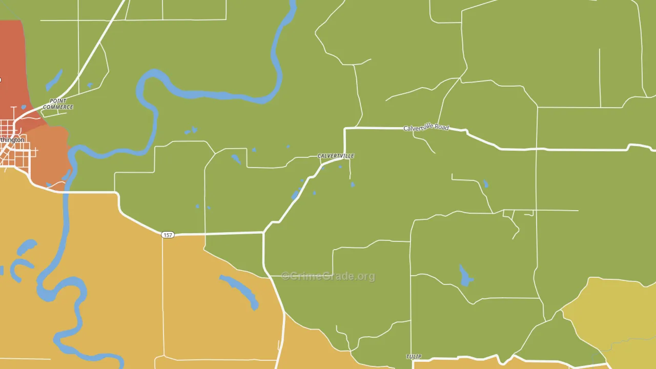 Calvertville, IN Map of Murder Rates