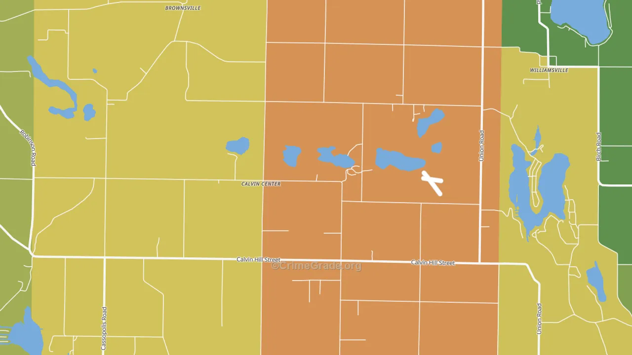 Calvin Center, MI Map of Murder Rates