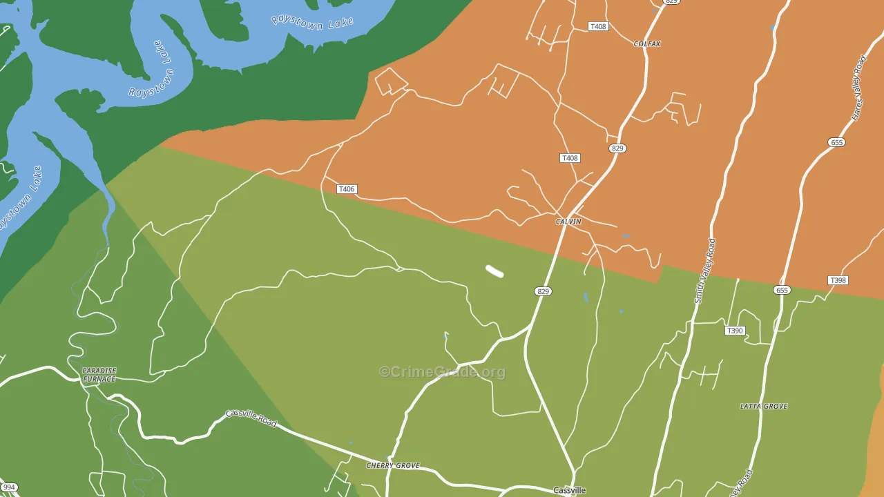 Calvin, PA Map of Murder Rates