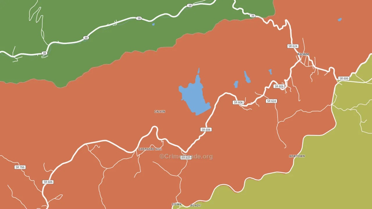 Calvin, VA Map of Murder Rates