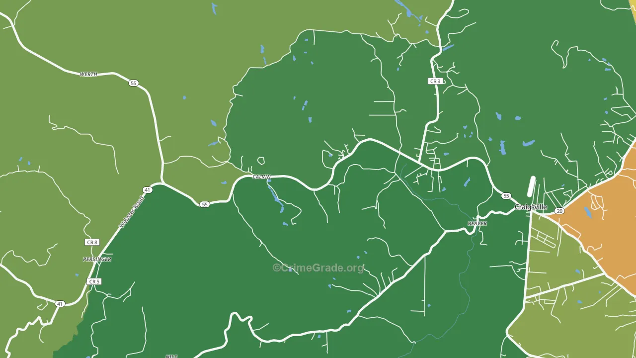 Calvin, WV Map of Murder Rates