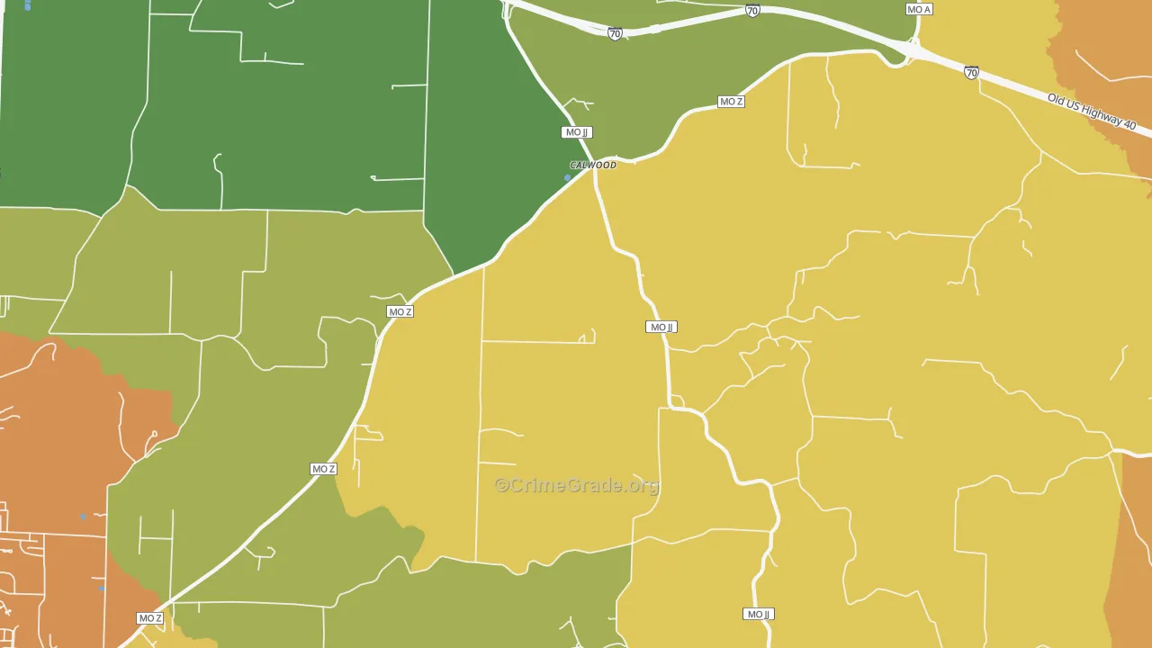 Calwood, MO Map of Murder Rates