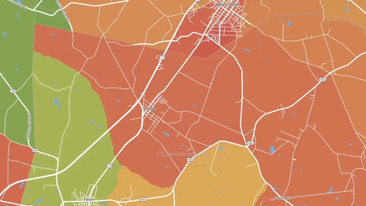 Calypso, NC Map of Murder Rates