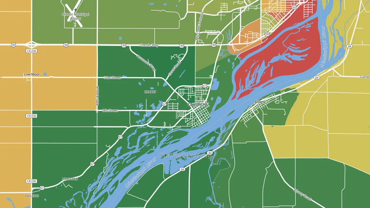Camanche, IA Map of Murder Rates