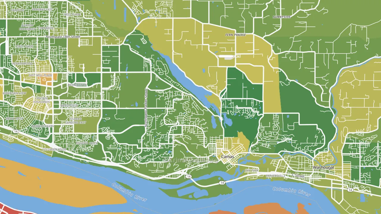 Camas, WA Map of Murder Rates