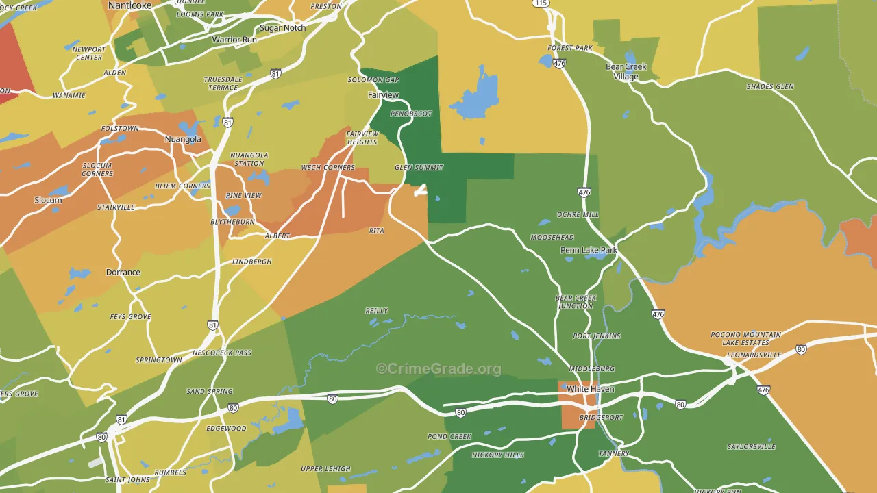 Cambra, PA Map of Murder Rates