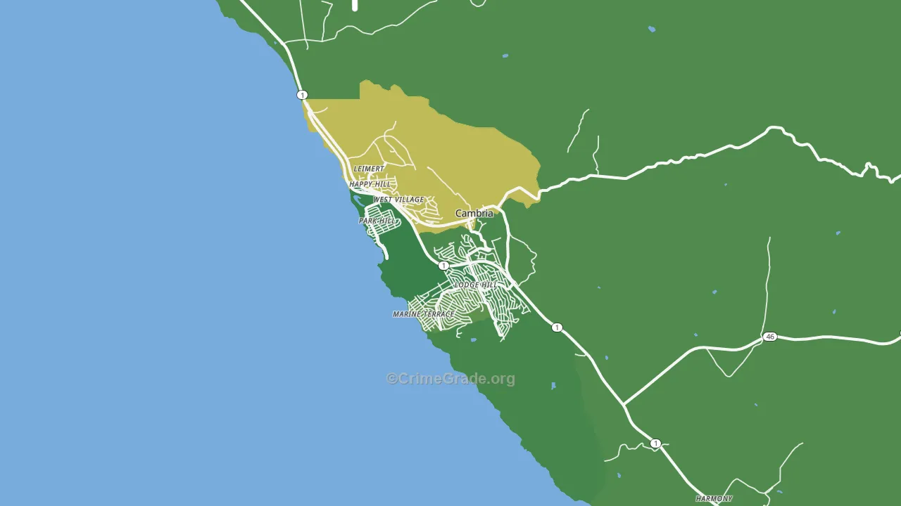 Cambria, CA Map of Murder Rates
