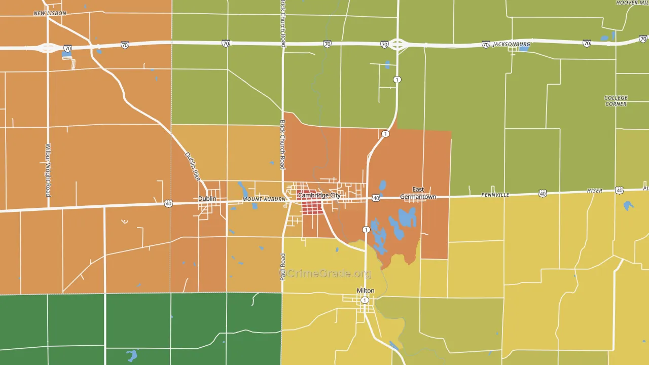 Cambridge City, IN Map of Murder Rates
