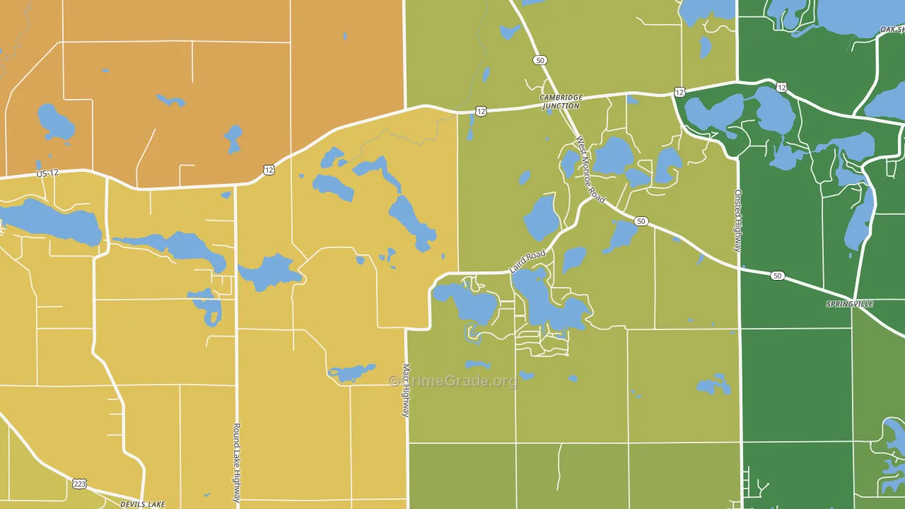 Cambridge Junction, MI Map of Murder Rates