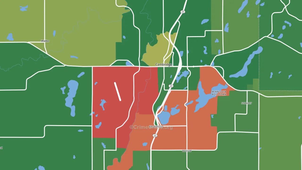 Cambridge, MN Map of Murder Rates