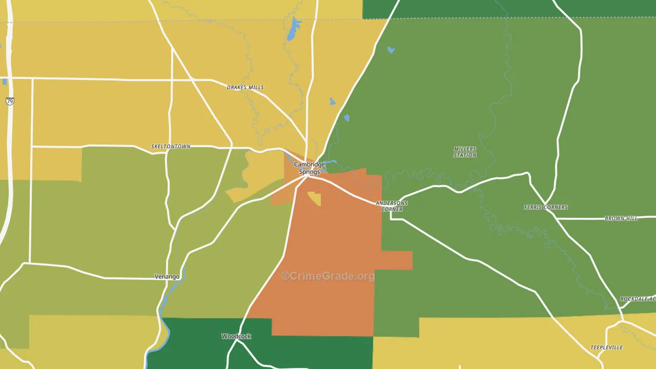 Cambridge Springs, PA Map of Murder Rates