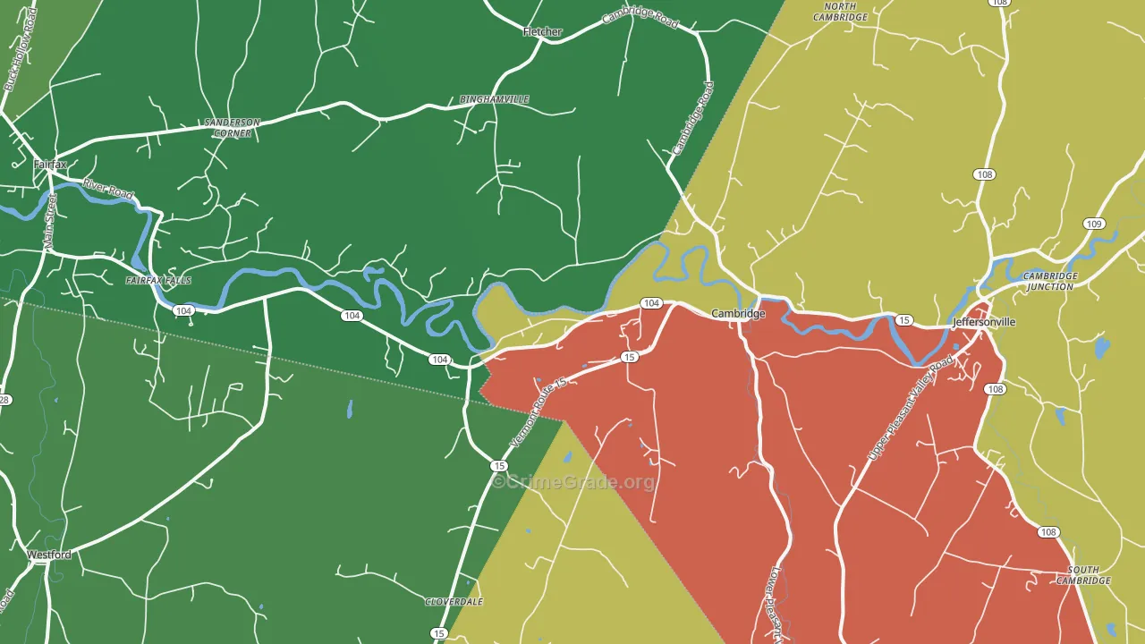 Cambridge, VT Map of Murder Rates