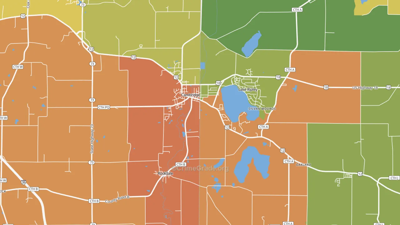 Cambridge, WI Map of Murder Rates