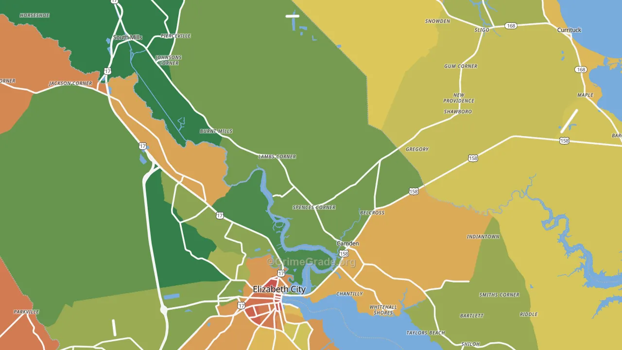 Camden County, NC Map of Murder Rates
