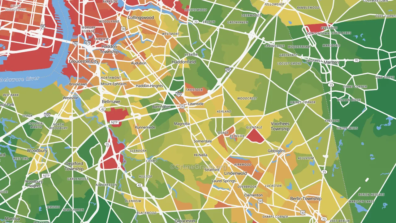 Camden County, NJ Map of Murder Rates