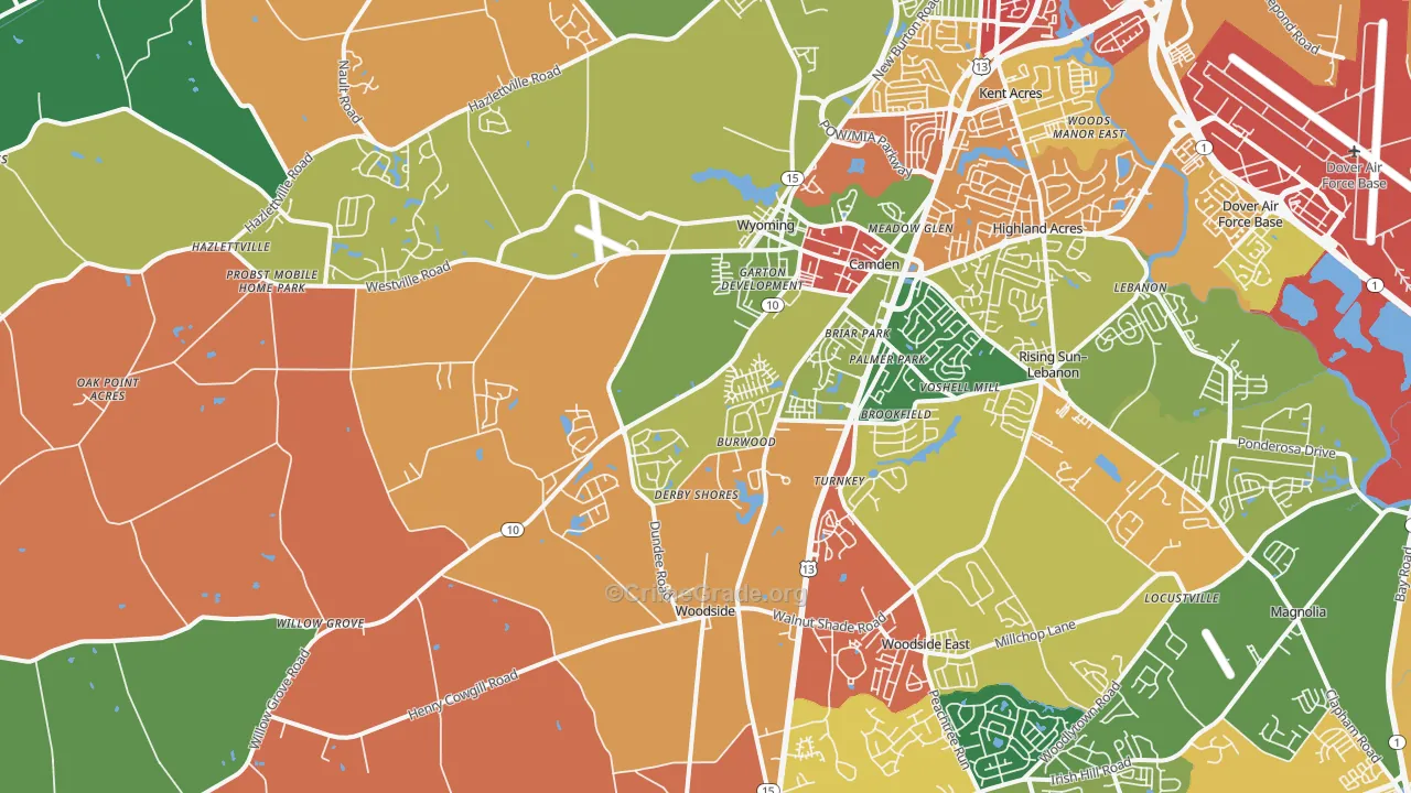 Camden, DE Map of Murder Rates