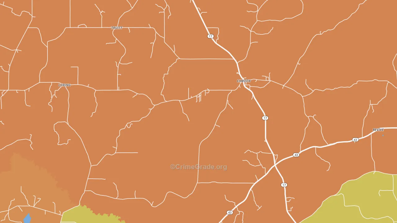 Camden, MS Map of Murder Rates
