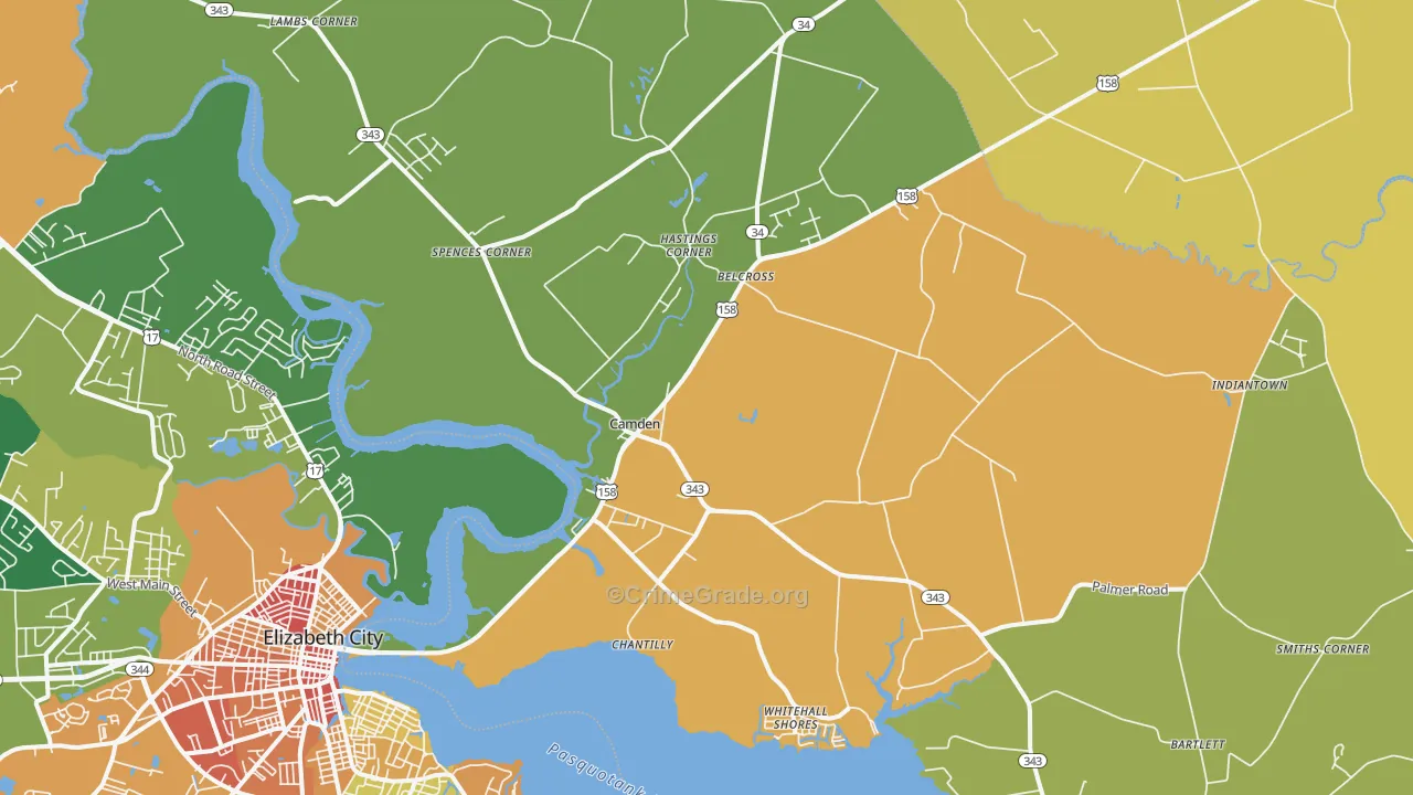 Camden, NC Map of Murder Rates