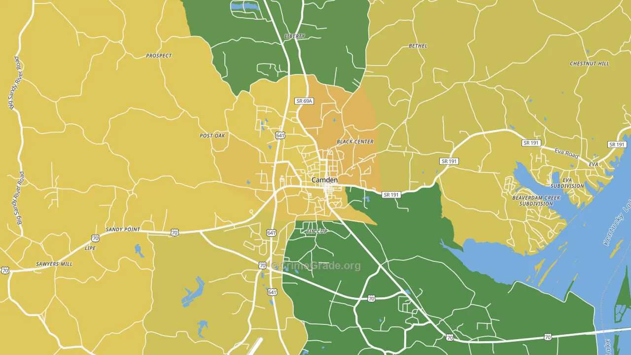 Camden, TN Map of Murder Rates