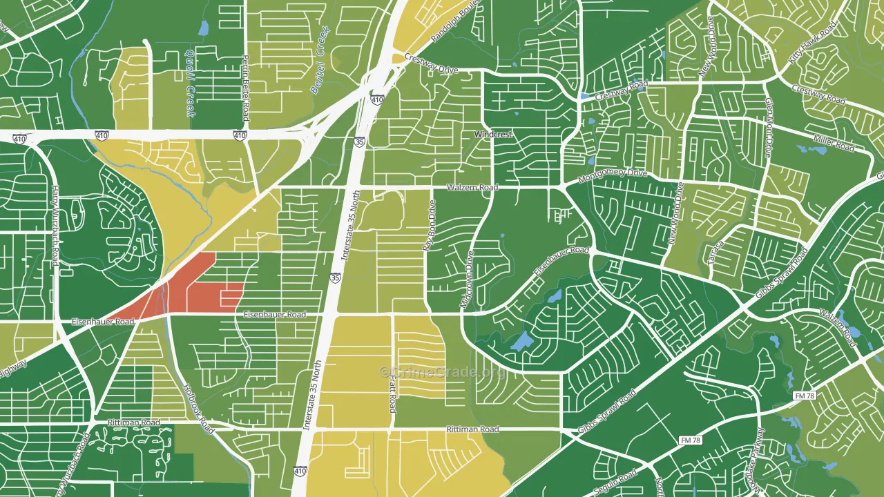 Camelot, San Antonio, TX Map of Murder Rates
