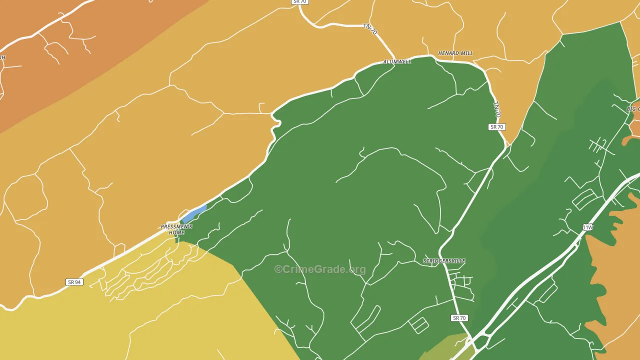 Camelot, TN Map of Murder Rates