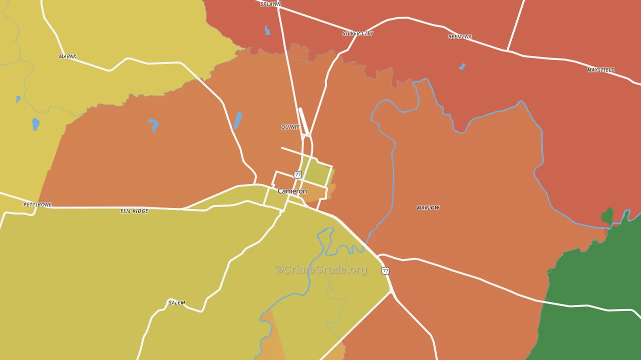 Cameron, TX Map of Murder Rates