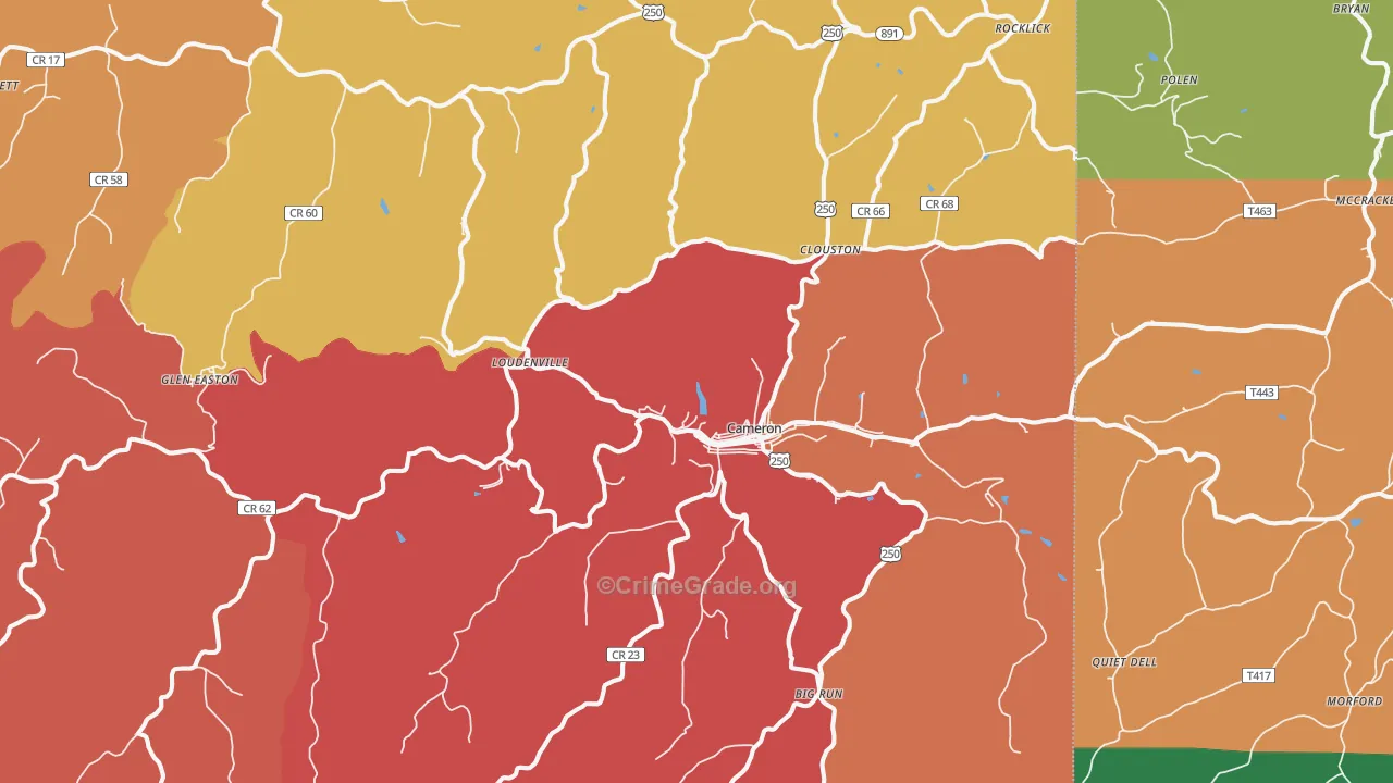 Cameron, WV Map of Murder Rates