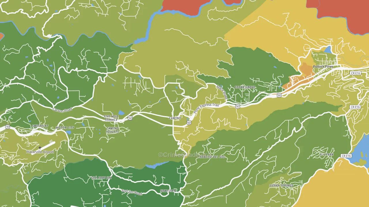 Camino, CA Map of Murder Rates