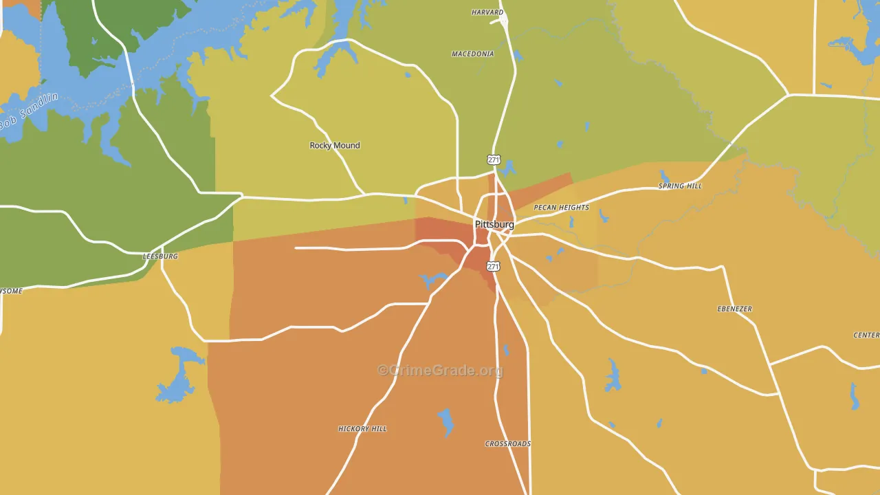 Camp County, TX Map of Murder Rates