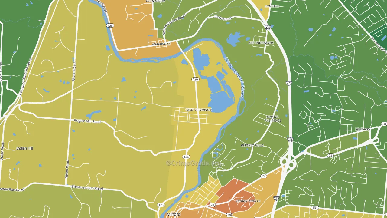 Camp Dennison, OH Map of Murder Rates