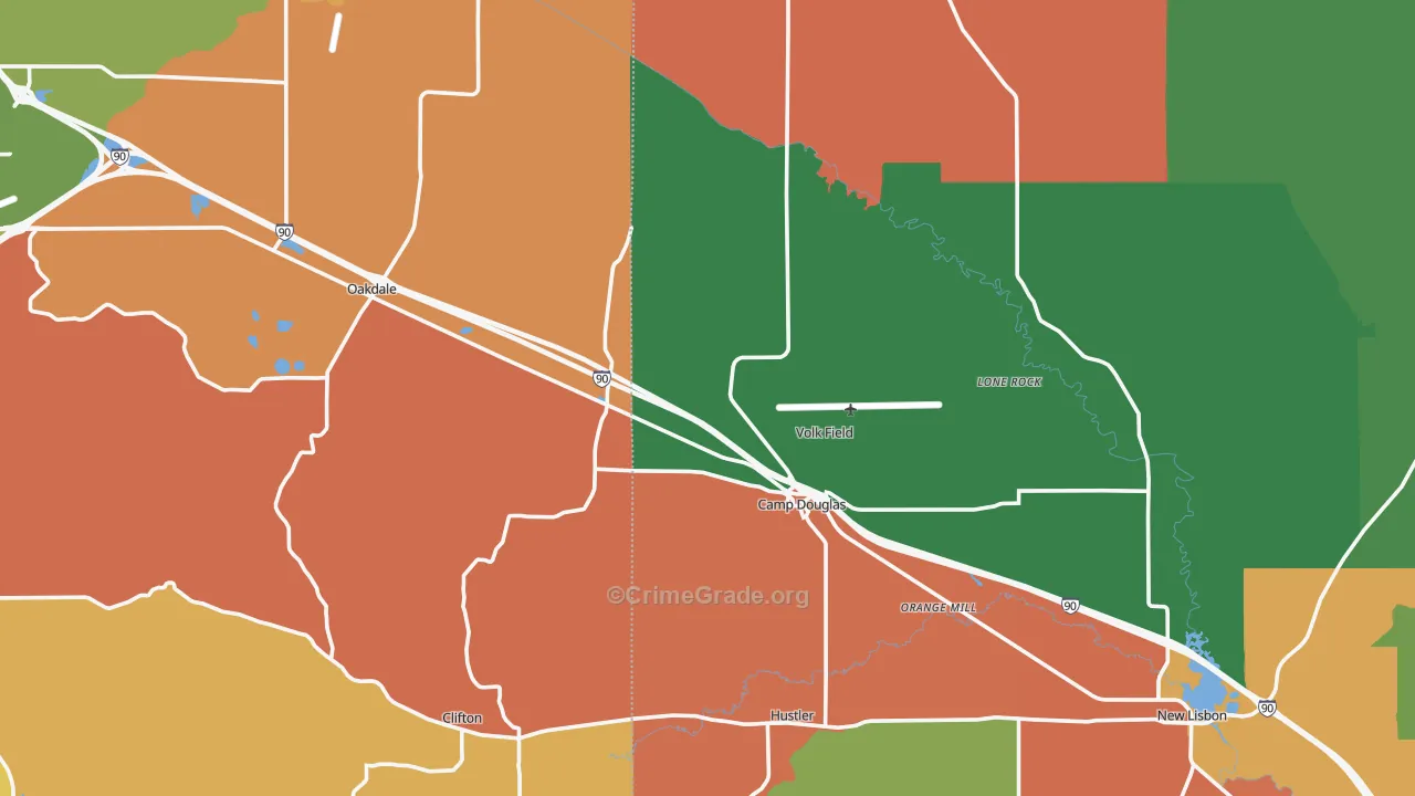 Camp Douglas, WI Map of Murder Rates