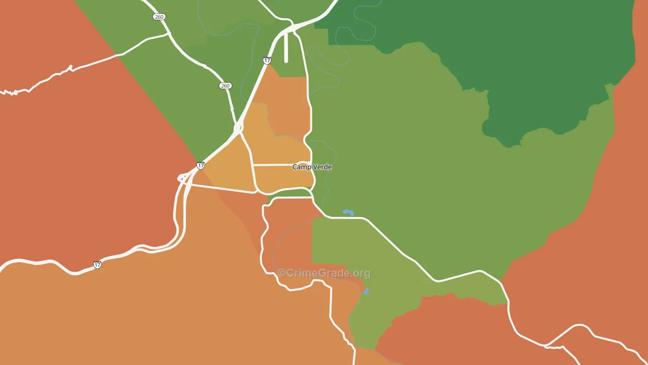 Camp Verde, AZ Map of Murder Rates