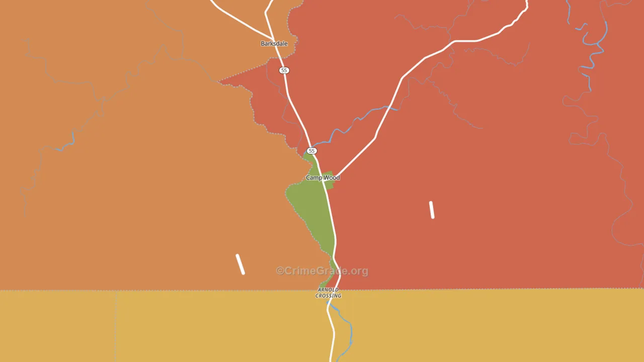 Camp Wood, TX Map of Murder Rates