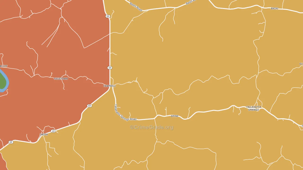 Campbell, AL Map of Murder Rates