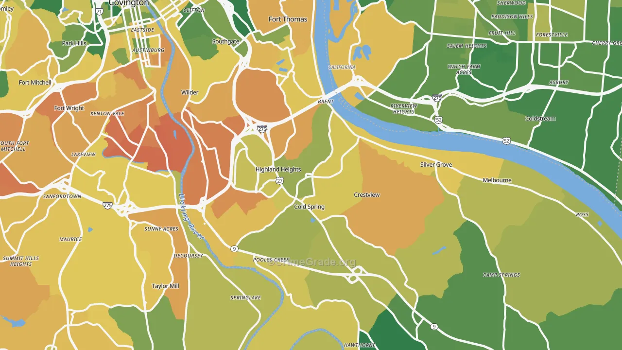 Campbell County, KY Map of Murder Rates