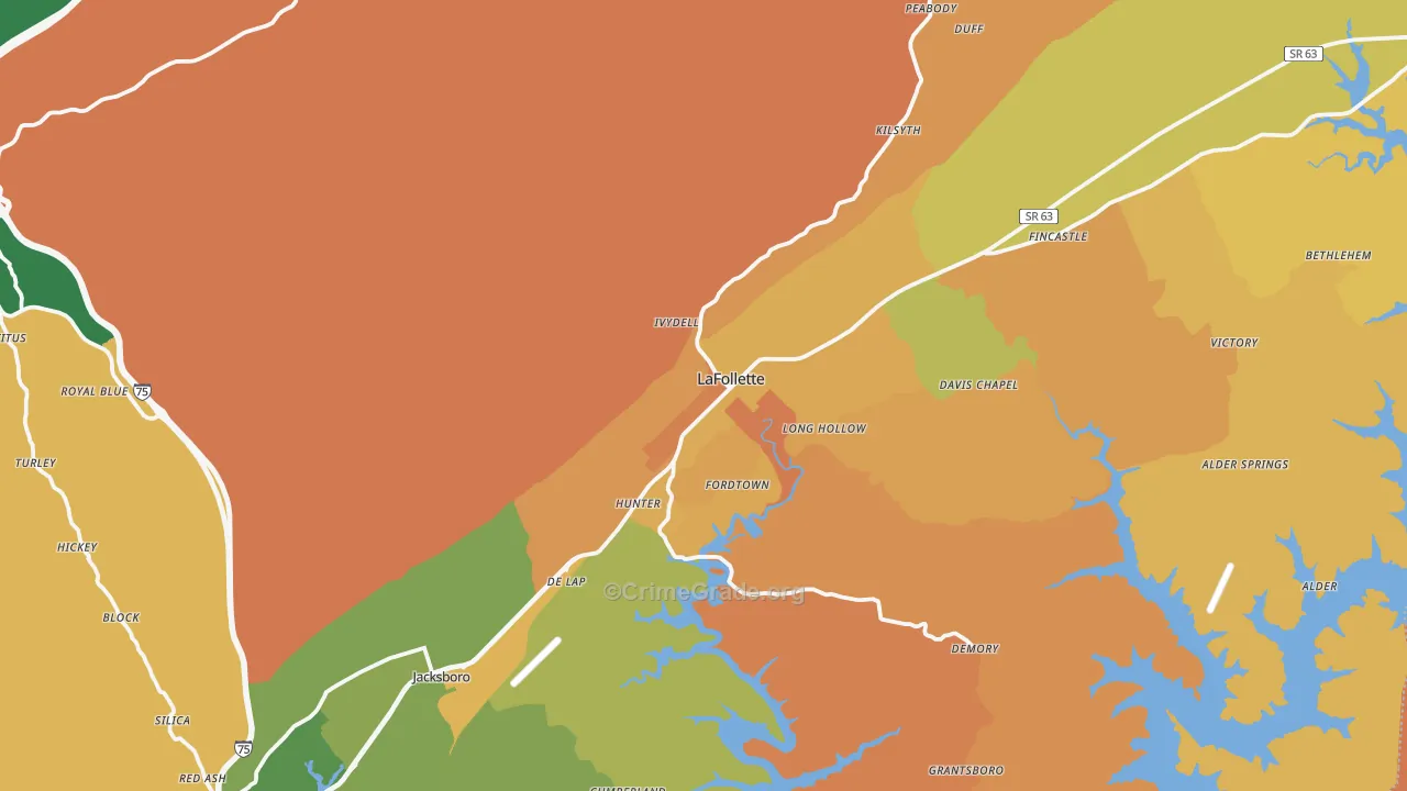 Campbell County, TN Map of Murder Rates