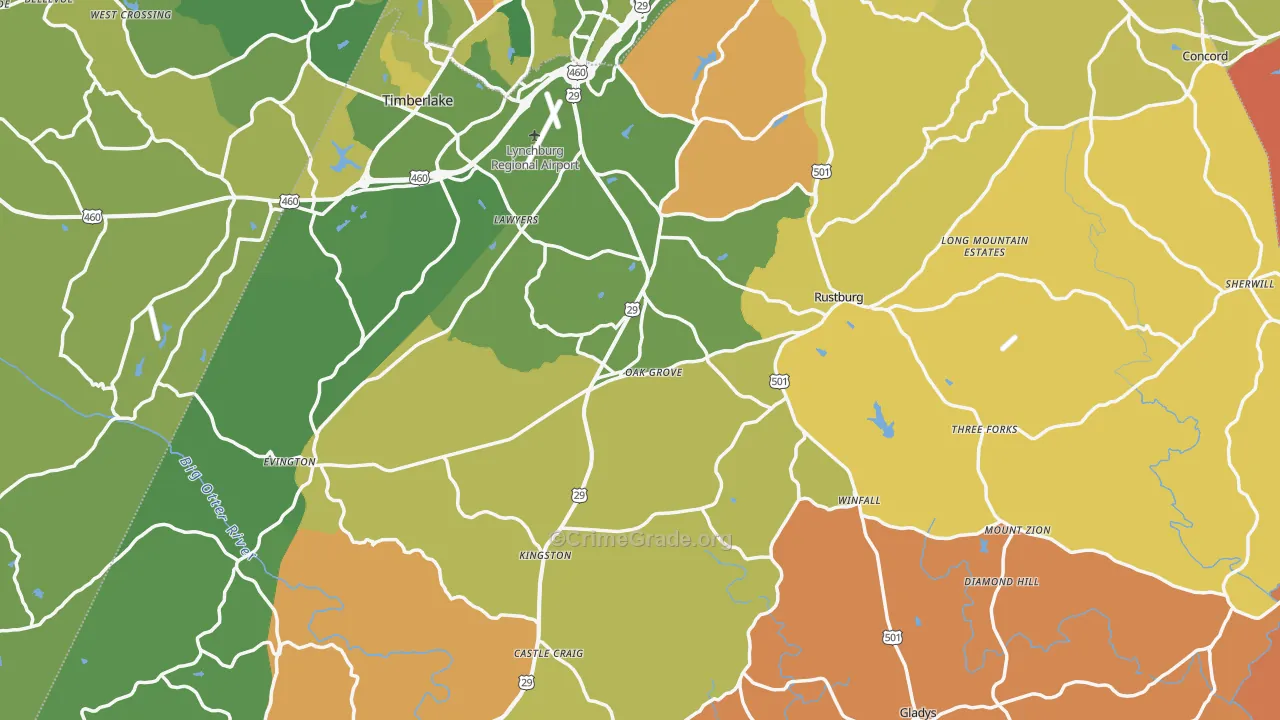 Campbell County, VA Map of Murder Rates