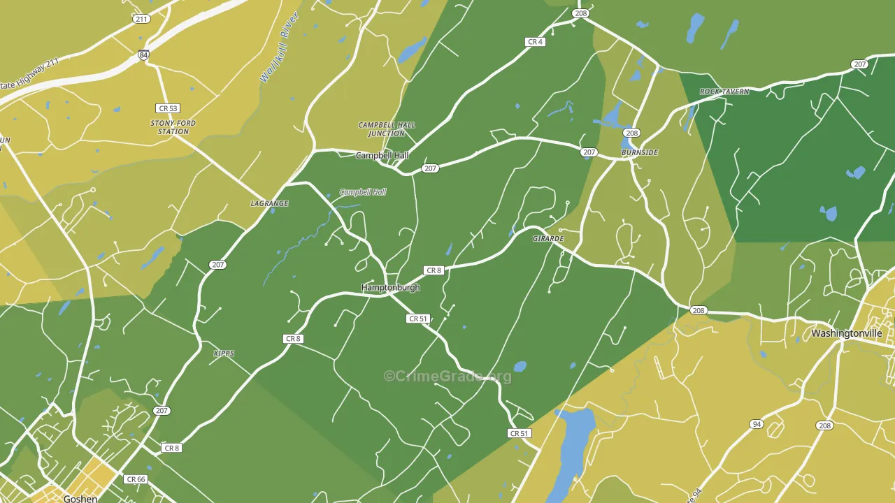 Campbell Hall, NY Map of Murder Rates