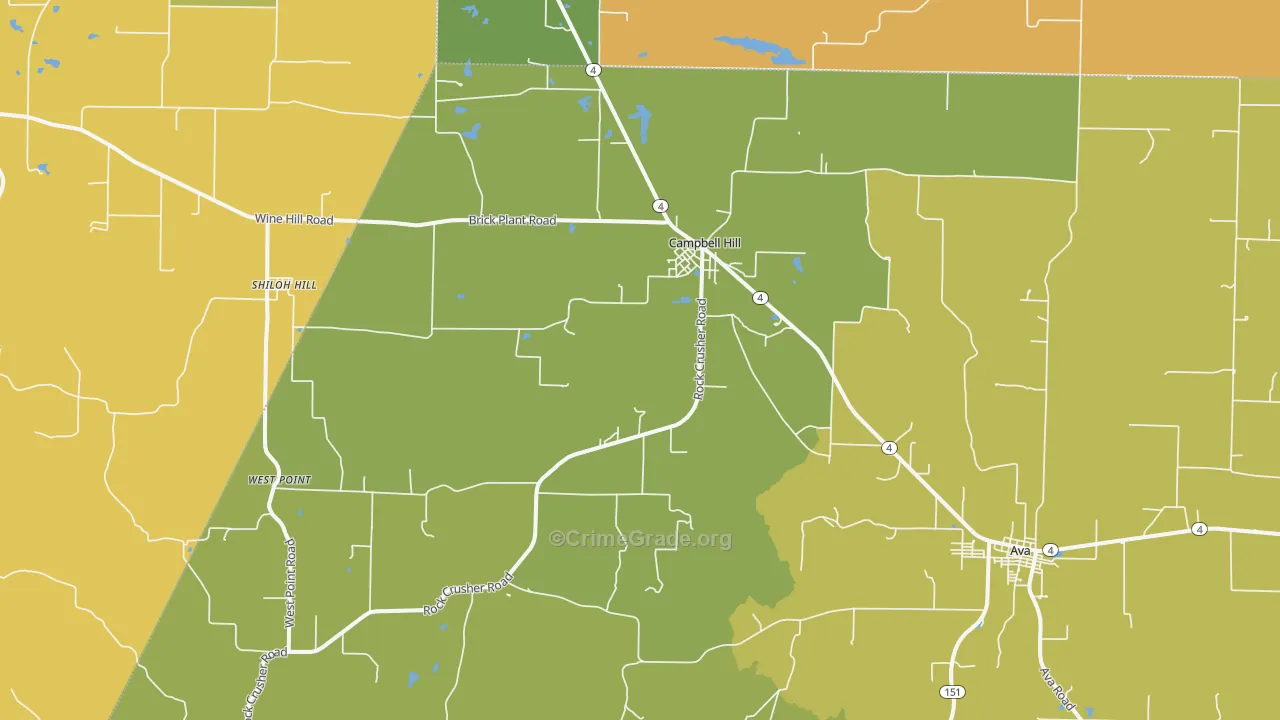 Campbell Hill, IL Map of Murder Rates