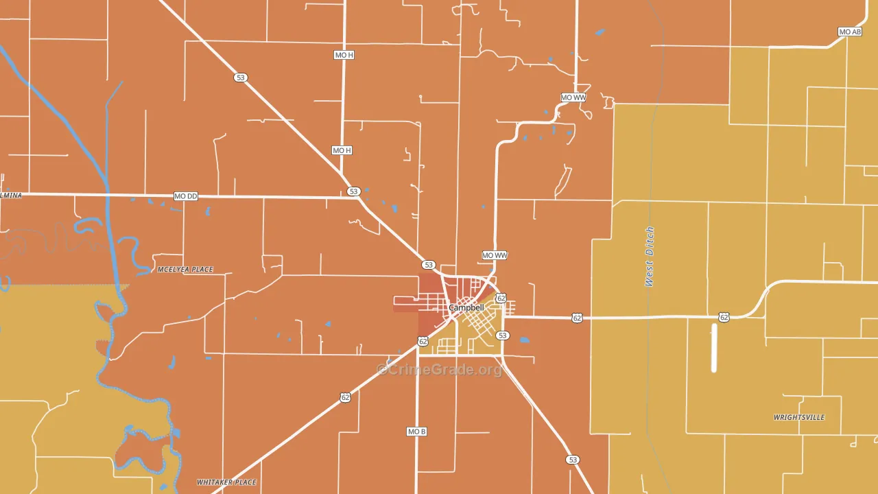 Campbell, MO Map of Murder Rates