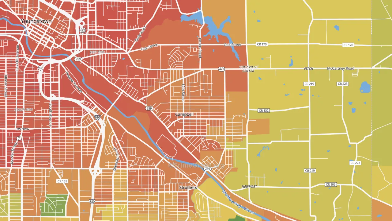 Campbell, OH Map of Murder Rates