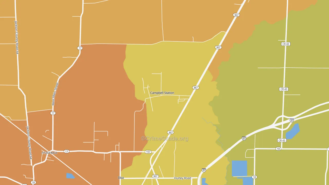 Campbell Station, AR Map of Murder Rates