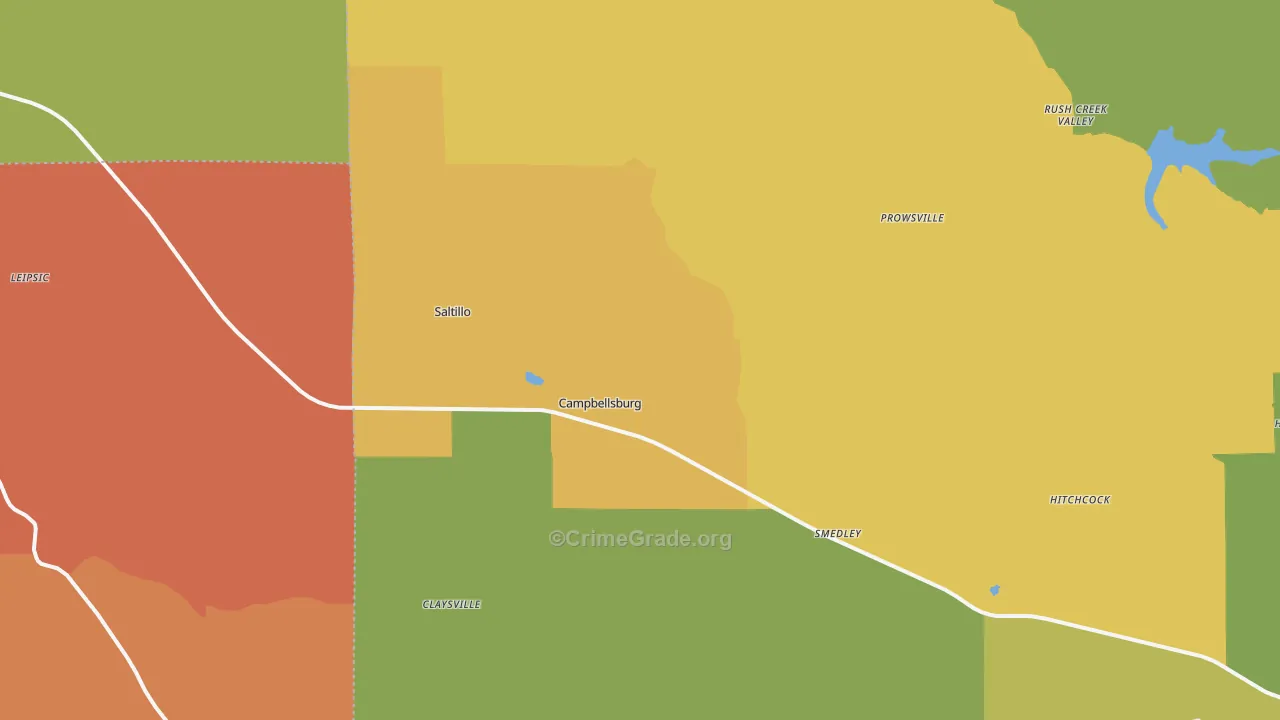 Campbellsburg, IN Map of Murder Rates